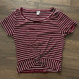 Burgundy Striped Crop Top From Garage